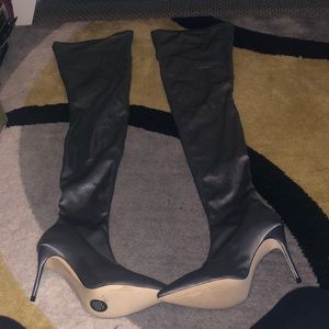 Gray satin thigh boots size 41 brand new never worn